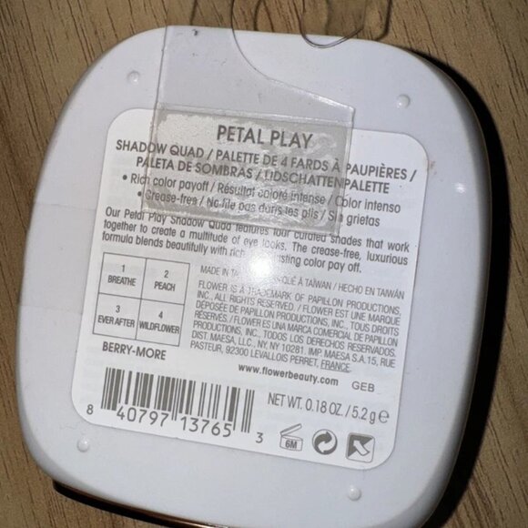 FLOWER - Bellery More-Petal Play-Shadow Quad-Eyeshadow pallet-Drew Berrymore - Picture 2 of 4